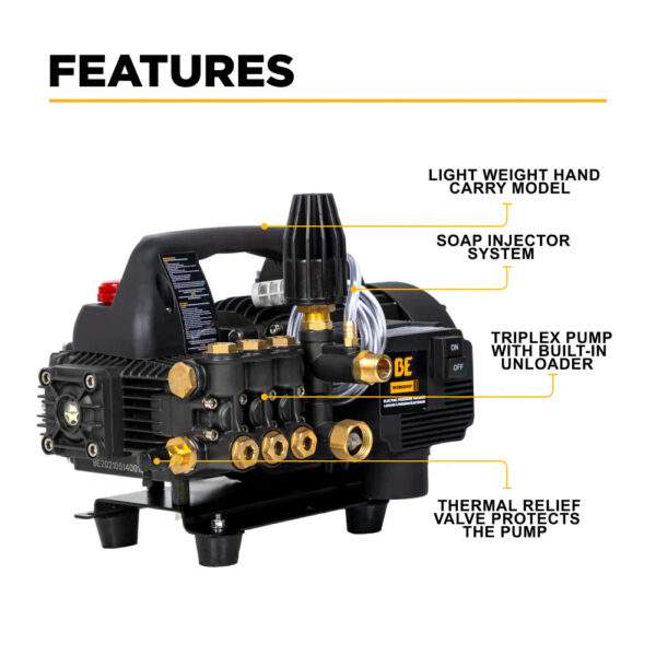 BE Electric Pressure Washer 1500 PSI 1.6 GPM 1.5 HP 120V New - Image 2