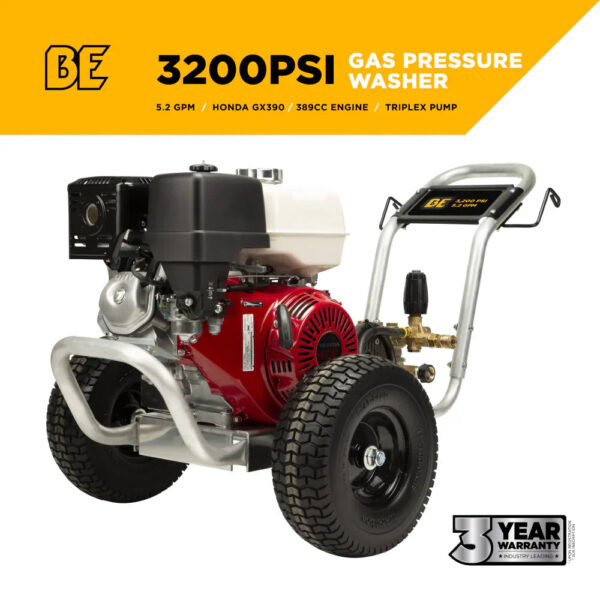 BE Gas Pressure Washer Cold Water 3,200 PSI 5.2 GPM Honda GX390 Engine New - Image 2