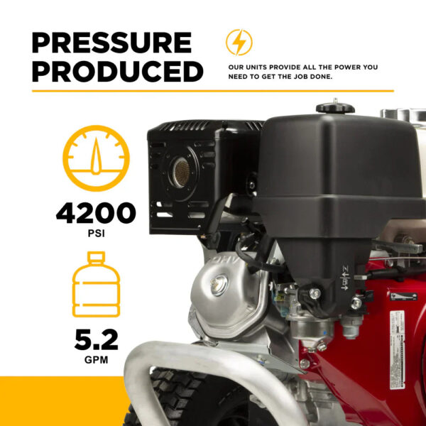 BE Gas Pressure Washer Cold Water 3,200 PSI 5.2 GPM Honda GX390 Engine New - Image 4