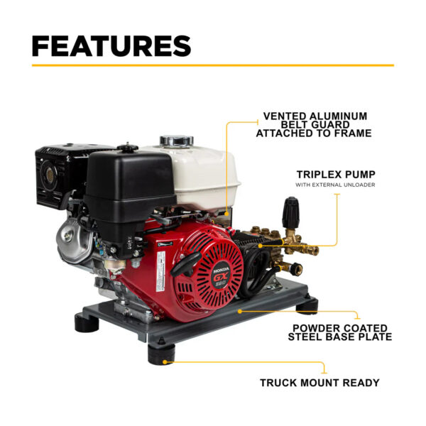 BE Pressure Washer Truck Mount Cold Water 3,200 PSI 5.2 GPM Honda GX390 Engine New - Image 2
