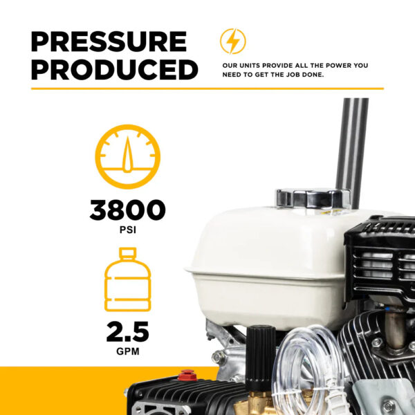BE Pressure Washer Cold Water AR Triplex Pump 3,800 PSI 2.5 GPM Honda GX200 Engine New - Image 3