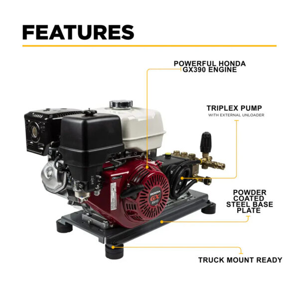 BE Pressure Washer Truck Mount Cold Water 4,200 PSI 4.2 GPM Honda GX390 B4213HTBGS New - Image 2