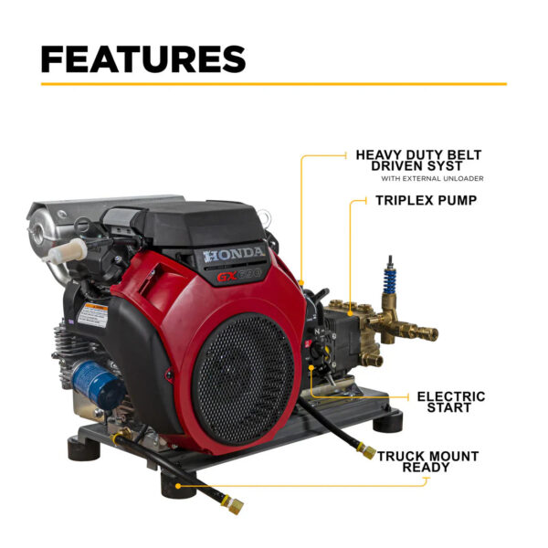 BE Pressure Washer Cold Water 4,200 PSI 8.5 GPM Honda GX690 Engine AR Triplex Pump New - Image 3