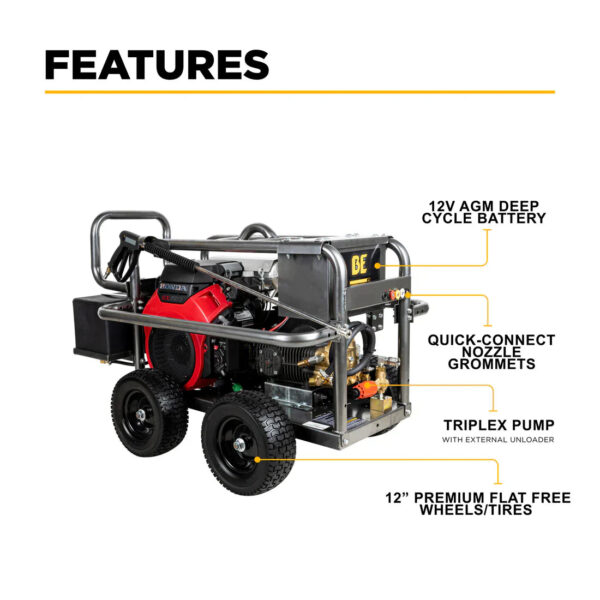 BE Pressure Washer Cold Water 5000 PSI 5 GPM Honda GX690 Engine New - Image 2