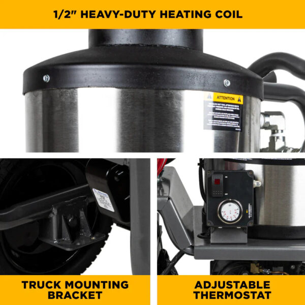 BE Pressure Washer Hot Water Triplex Pump 3000 PSI 3 GPM Honda GX200 Engine New - Image 5