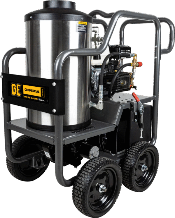 BE Pressure Washer Hot Water Triplex Pump 3000 PSI 3 GPM Honda GX200 Engine New