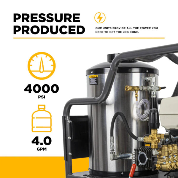 BE Pressure Washer Hot Water 4,000 PSI 4 GPM Honda GX390 Comet Pump HW4013HC New - Image 2