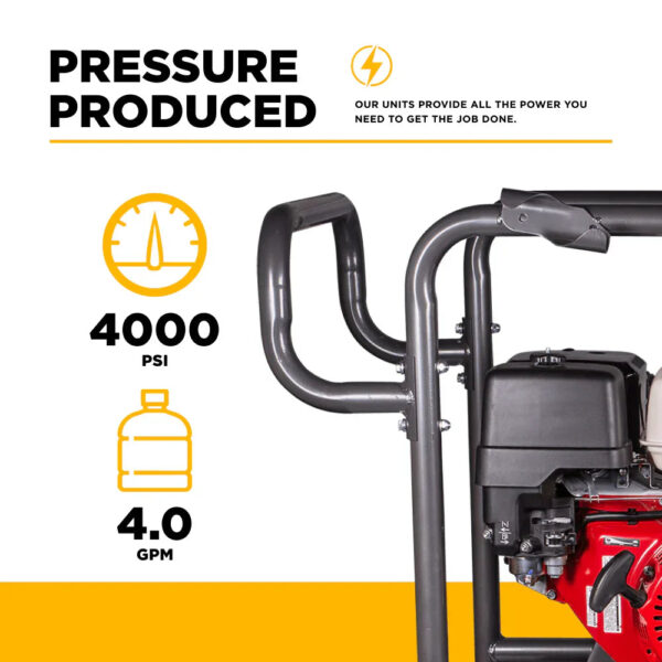 BE Pressure Washer Hot Water Triplex Pump 4000 PSI 4 GPM Honda GX390 Engine New - Image 3