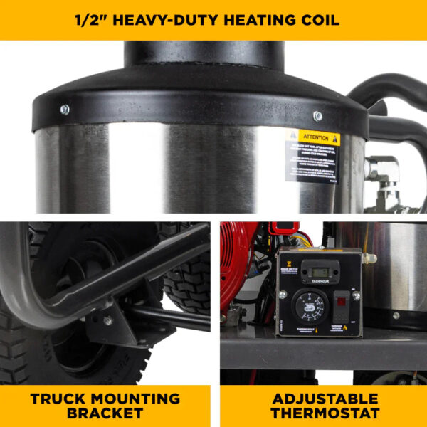 BE Pressure Washer Hot Water Triplex Pump 4000 PSI 4 GPM Honda GX390 Engine New - Image 5