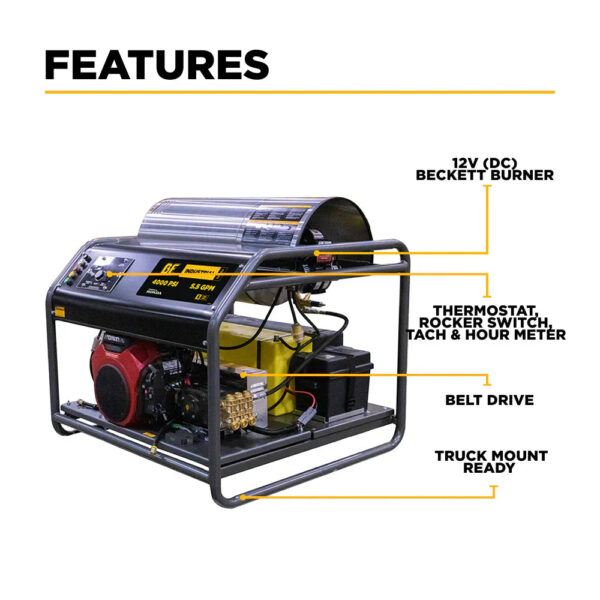 BE Pressure Washer Hot Water 3,500 PSI 8.5 GPM Honda GX690 Engine AR Triplex Pump New - Image 2