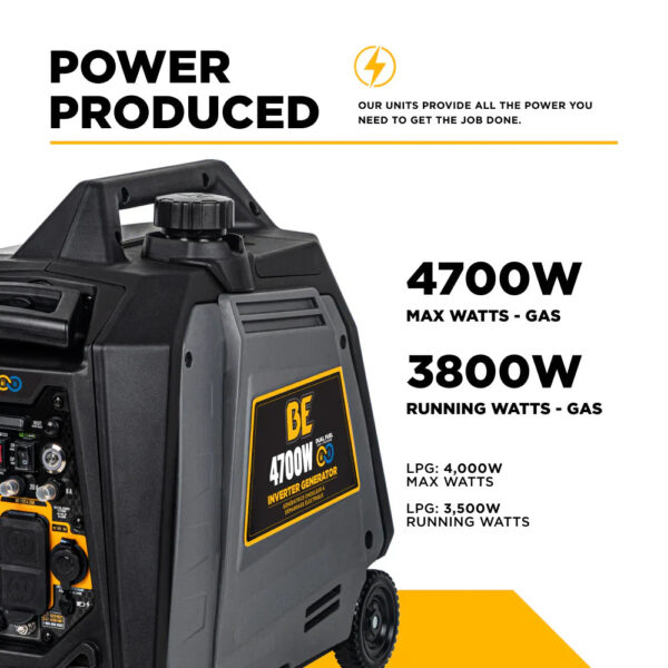 BE 3800W/4700W Digital Inverter Generator Dual-Fuel Gas Propane Powerease Engine Electric Start New - Image 2