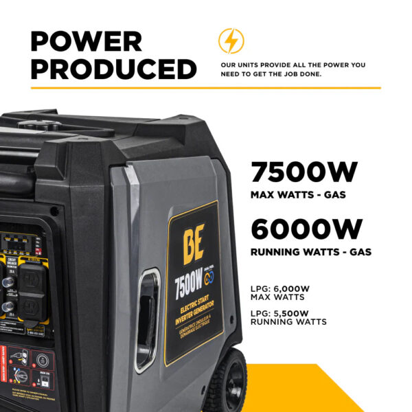 BE 6000W/7500W Digital Inverter Generator Dual-Fuel Gas Propane Powerease Engine Electric Start New - Image 2