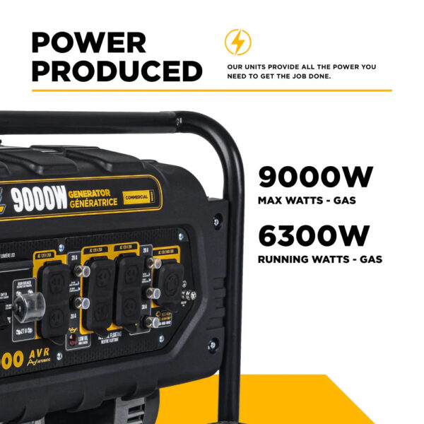 BE 6300W/9000W Generator Gas Powerease Engine Electric Start CO Detect 120/240V New - Image 2