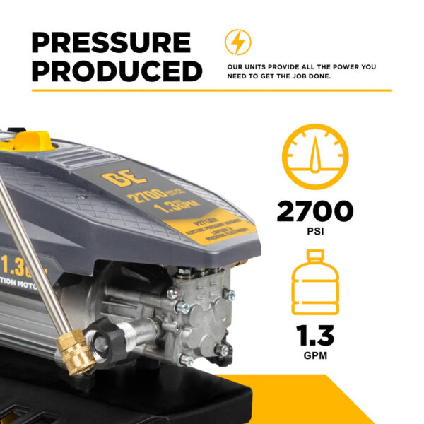 BE Electric Pressure Washer with AR Axial Pump 2700 PSI 1.3 GPM 2 HP New - Image 3