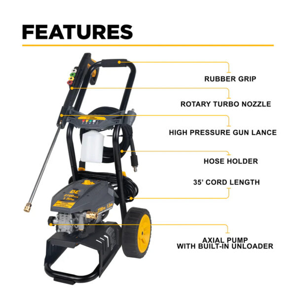 BE Electric Pressure Washer with AR Axial Pump 2700 PSI 1.3 GPM 2 HP New - Image 2