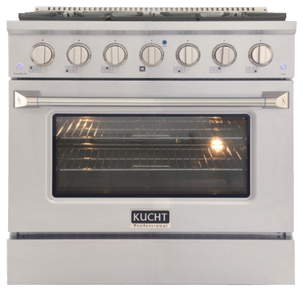 Kucht KNG361 36" Professional Gas Range with 6 Sealed Burners and Convection Oven with NG & LP Options New
