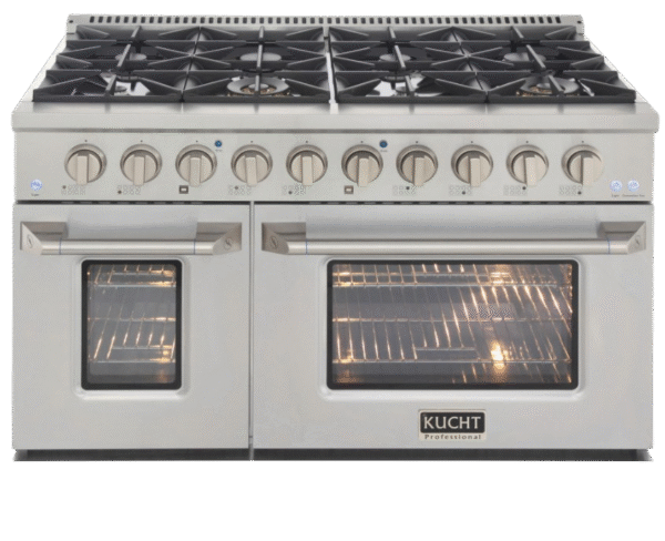 Kucht KNG481 48" Professional Gas Range with 8 Sealed Burners and Convection Oven with NG & LP Options New