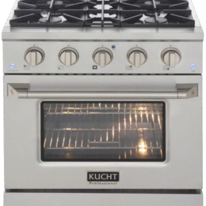 Kucht KNG301 30" Professional Gas Range with 4 Sealed Burners and Convection Oven with NG & LP Options New