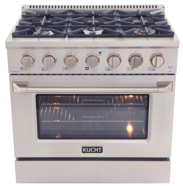 Kucht KNG361 36" Professional Gas Range with 6 Sealed Burners and Convection Oven with NG & LP Options New - Image 8