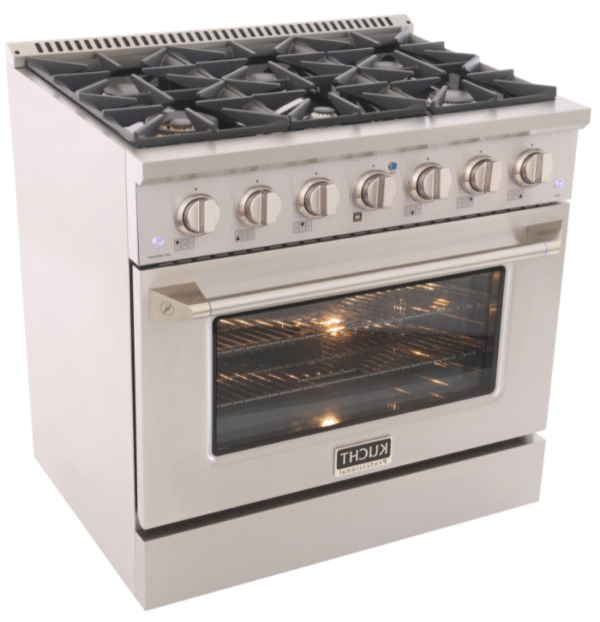 Kucht KNG361 36" Professional Gas Range with 6 Sealed Burners and Convection Oven with NG & LP Options New - Image 9