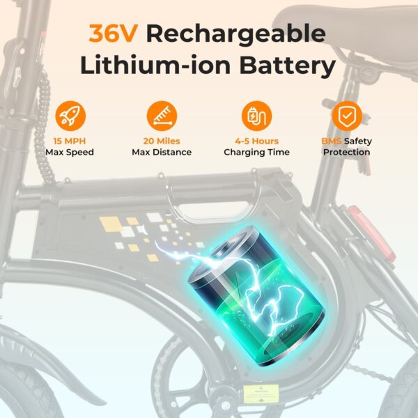 Costway Folding Electric Bike 350W 36V 15 MPH 20 Mile Range New - Image 5