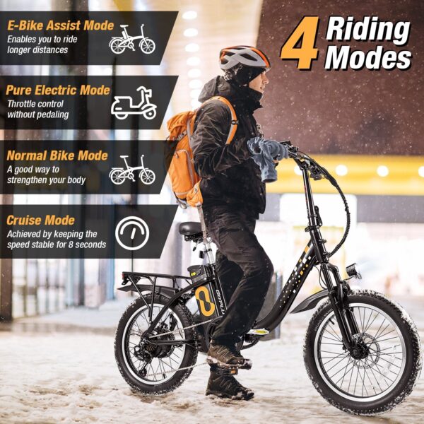 Costway Folding Electric Bike with 20" Fat Tires 750W 30 MPH 44 Mile Range New - Image 3