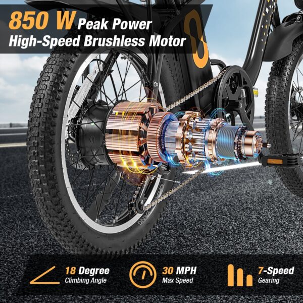 Costway Folding Electric Bike with 20" Fat Tires 750W 30 MPH 44 Mile Range New - Image 4