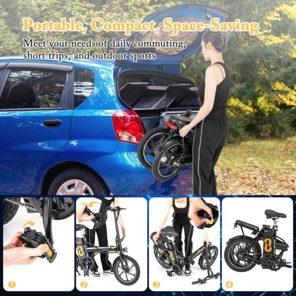 Costway Folding Electric Bike with Dual Disc Brakes 500W 20 MPH 37 Mile Range New - Image 5