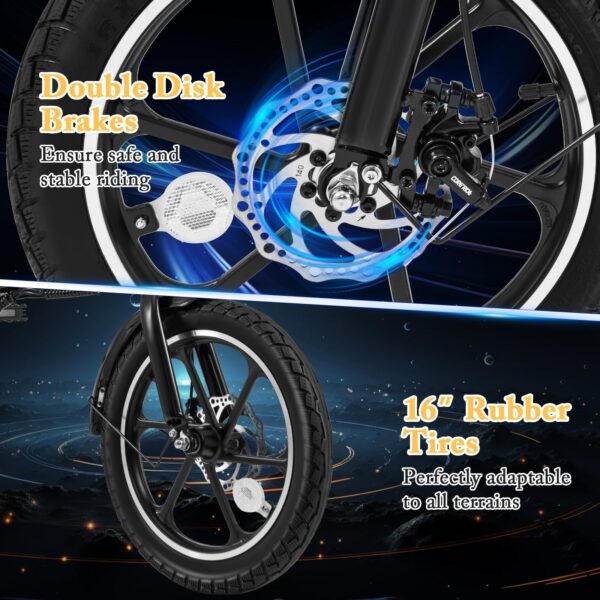 Costway Folding Electric Bike with Dual Disc Brakes 500W 20 MPH 37 Mile Range New - Image 6