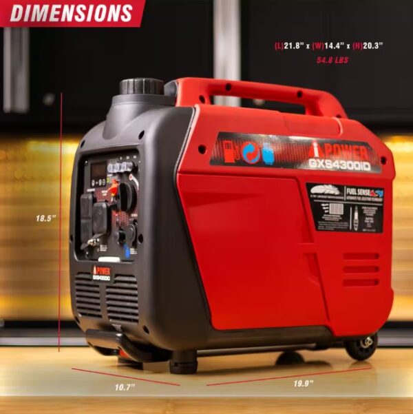 A-iPower GXS4300iD 3450W/4300W Generator Dual Fuel Gas Propane Low THD Inverter CO Alert New - Image 9