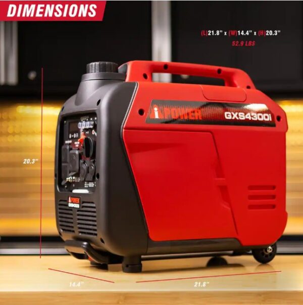 A-iPower GXS4300i 3450W/4300W Generator Gas Low THD Inverter CO Alert New - Image 5