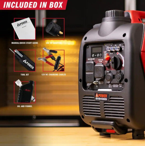 A-iPower GXS4300i 3450W/4300W Generator Gas Low THD Inverter CO Alert New - Image 6