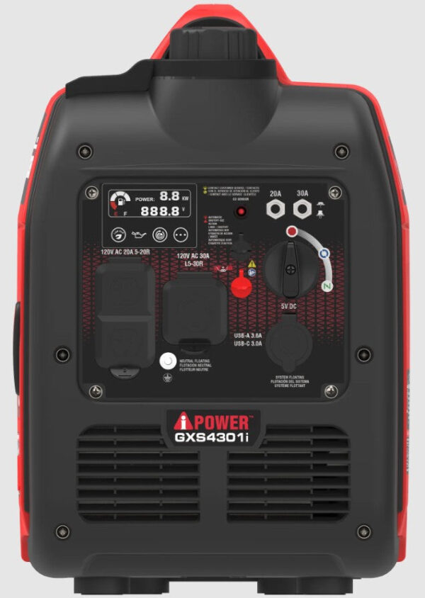 A-iPower GXS4301i 3450W/4300W Generator Gas Low THD Inverter CO Alert New - Image 5