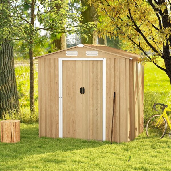 Costway Metal Storage Shed 6' x 4' with Sliding Double Lockable Doors New - Image 3