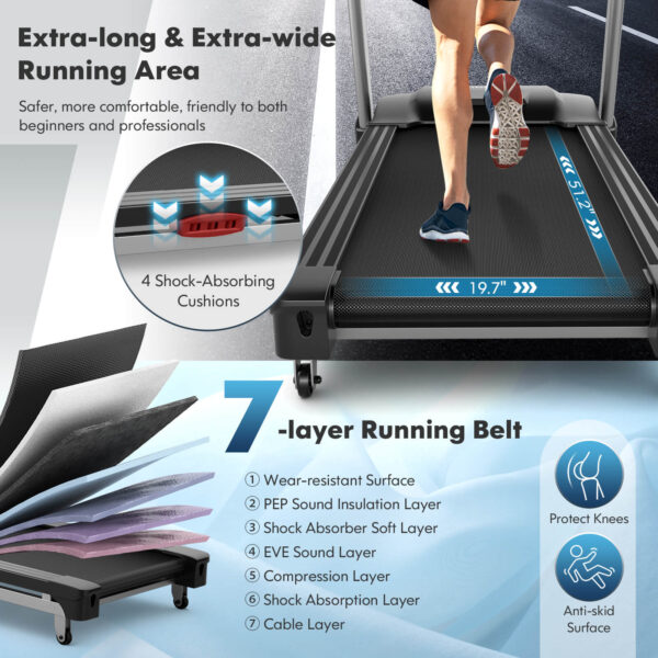 Costway Folding Treadmill 4.75 HP with Auto Incline and 20 Preset Programs New - Image 3