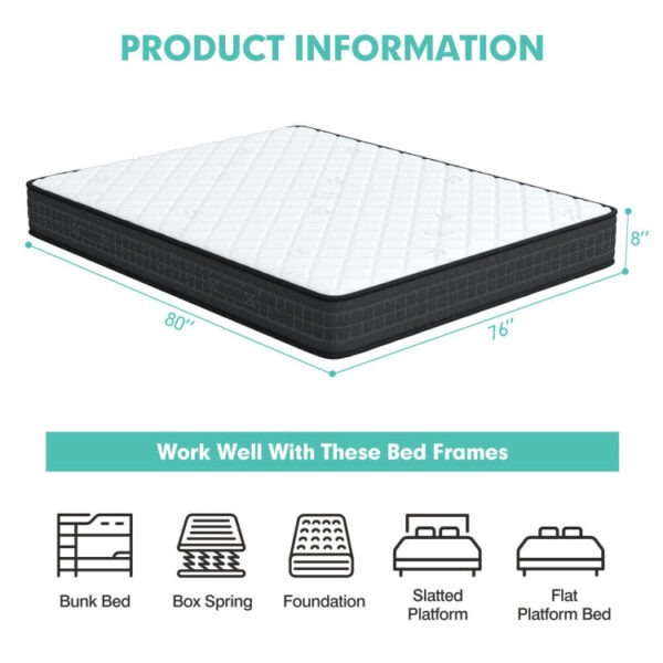 Costway Mattress King 8" Breathable Memory Foam Medium Firm for Pressure Relief New - Image 5