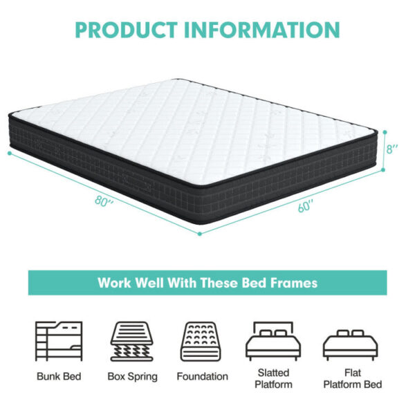 Costway Mattress Queen 8" Breathable Memory Foam Medium Firm for Pressure Relief New - Image 4