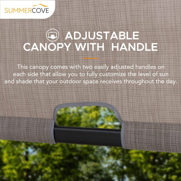 Sunjoy Outdoor Patio 11x11 Modern Metal Pergola Kit with Tan Adjustable Canopy - Image 11