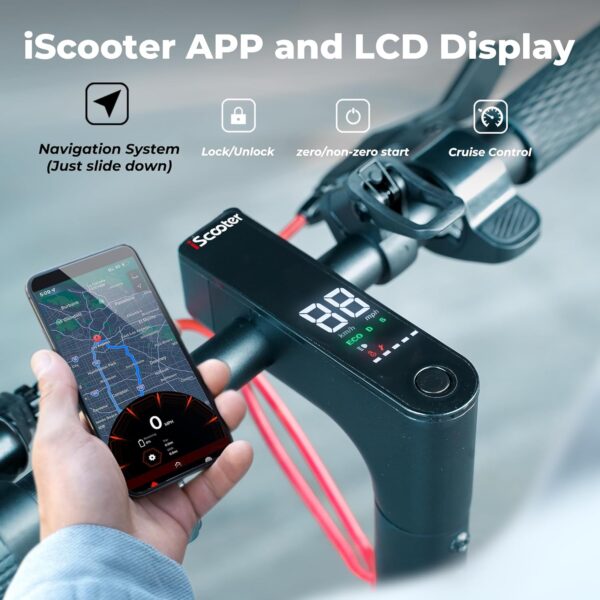 iScooter i10 Plus Electric Scooter Foldable 800W 36V Li-Ion Battery 25 MPH 31 Mile Range with Bluetooth App New - Image 4