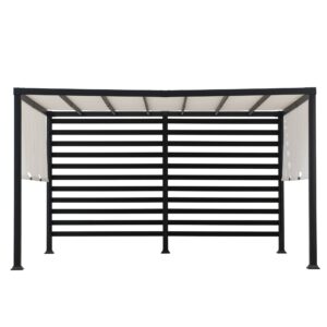 Sunjoy Outdoor Patio 10x12 Modern Metal Privacy Screen Pergola Kit with White Adjustable Canopy