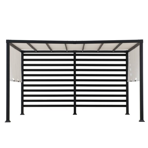 Sunjoy Outdoor Patio 10x12 Modern Metal Privacy Screen Pergola Kit with White Adjustable Canopy