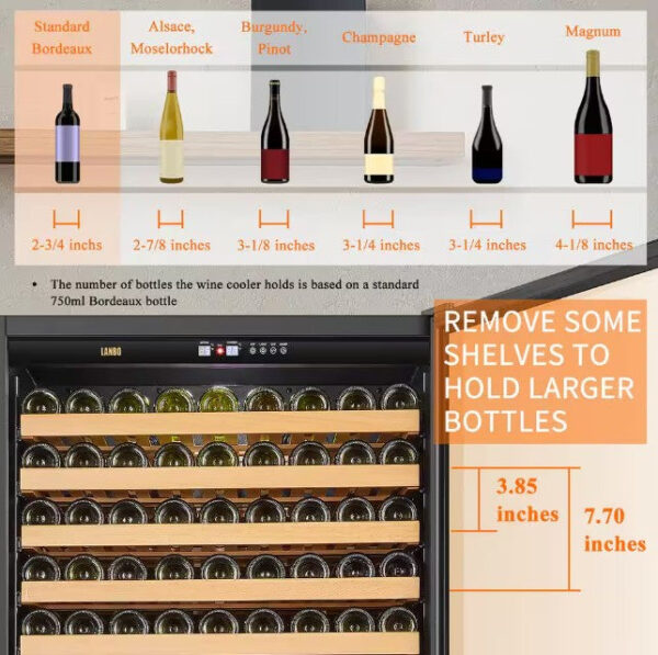 Lanbo LP328S Wine Refrigerator Single Zone 32" 257-Bottle 2-Door Design New - Image 7