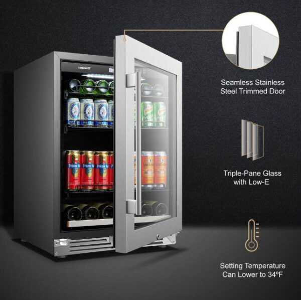 Lanbo LP54BC Beverage Refrigerator 24" 118-Cans 1-Door Design New - Image 4