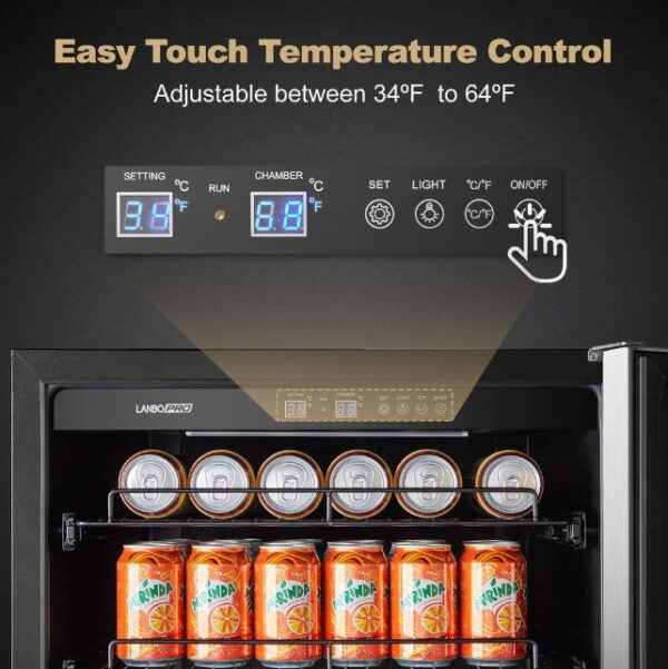 Lanbo LP54BC Beverage Refrigerator 24" 118-Cans 1-Door Design New - Image 5