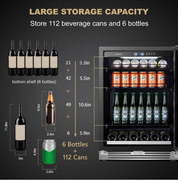 Lanbo LP54BC Beverage Refrigerator 24" 118-Cans 1-Door Design New - Image 6