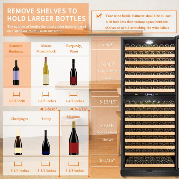 Lanbo LW306D Wine Refrigerator Dual Zone 32" 287-Bottle 1-Door Design New - Image 7