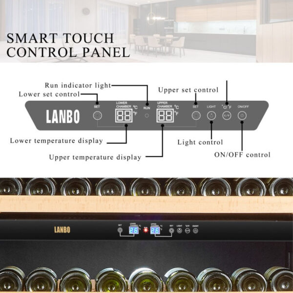 Lanbo LW306D Wine Refrigerator Dual Zone 32" 287-Bottle 1-Door Design New - Image 2