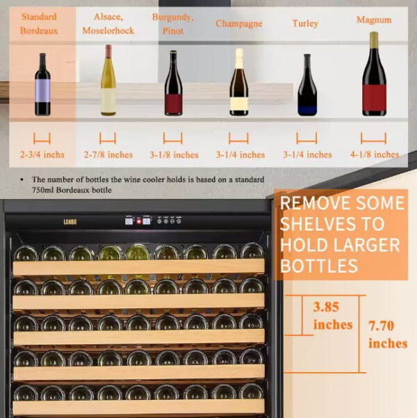 Lanbo LW321S Wine Refrigerator Single Zone 32" 289-Bottle 1-Door Design New - Image 12