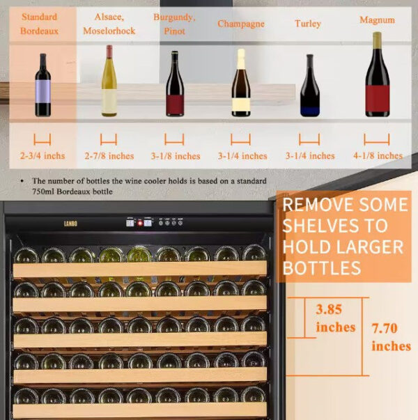 Lanbo LW328DD Wine Refrigerator Dual Zone 32" 255-Bottle 2-Door Design New - Image 10