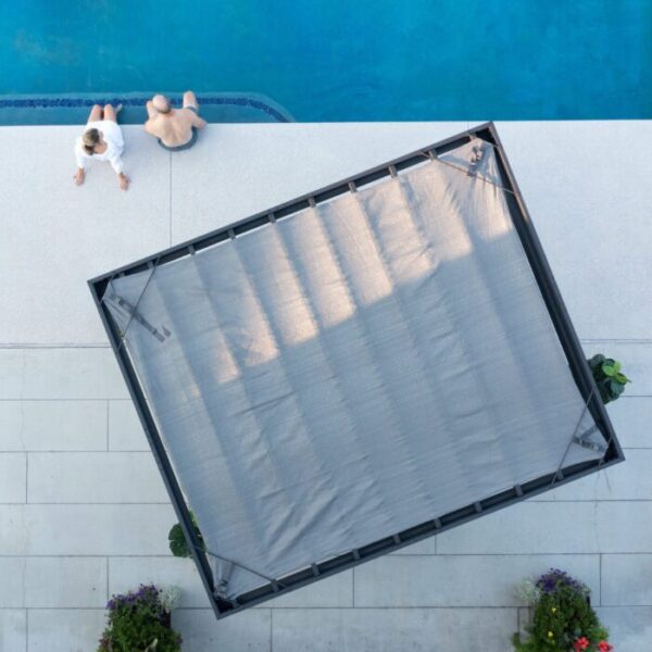 12×10 Trenton Modern Steel Pergola With Sail Shade Soft Canopy - Image 10